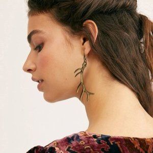 Free People Jewelry Antlers Earrings Antique Gold Bronze Boho Style